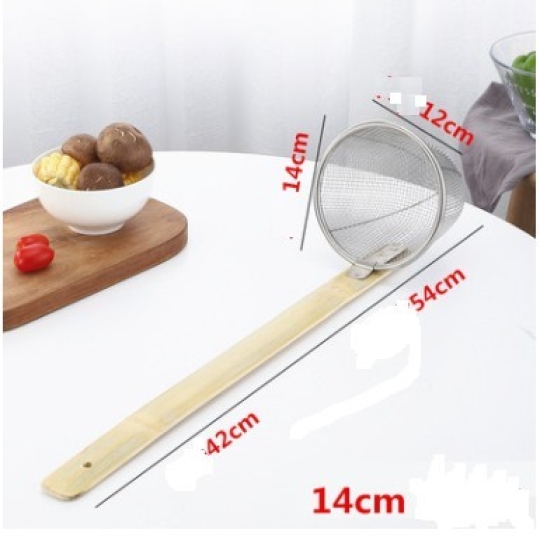 Vợt hủ tiếu cán tre, inox, cán dài 48cm và 56cm