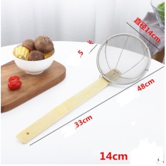 Vợt hủ tiếu cán tre, inox, cán dài 48cm và 56cm